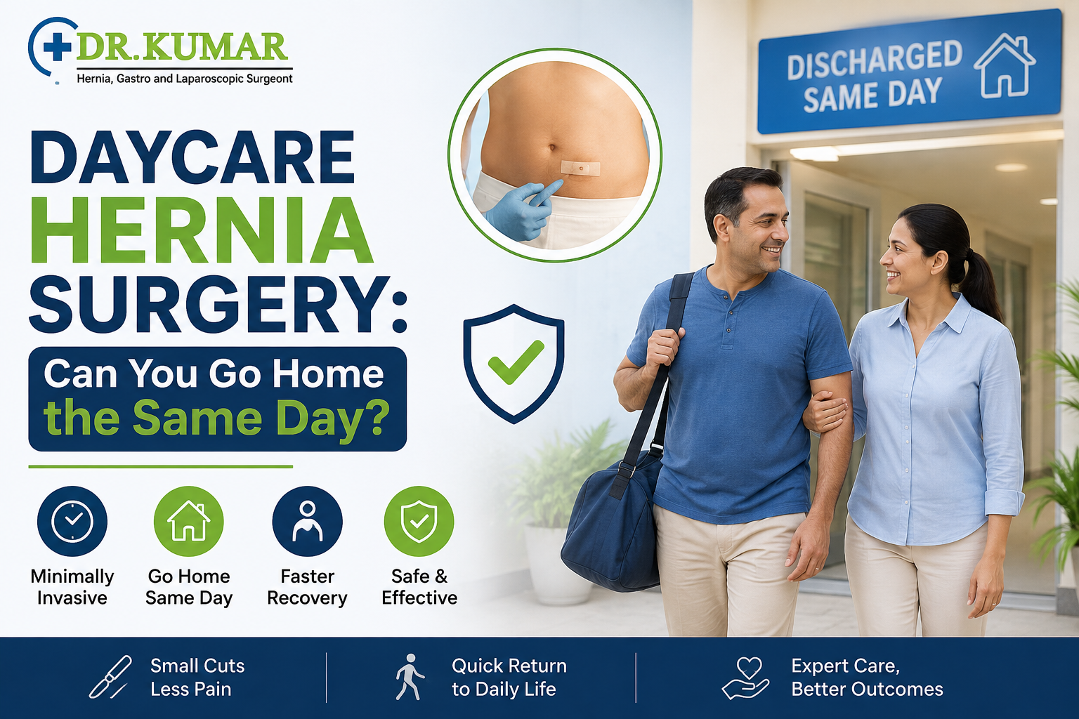 Daycare hernia surgery and same-day home recovery