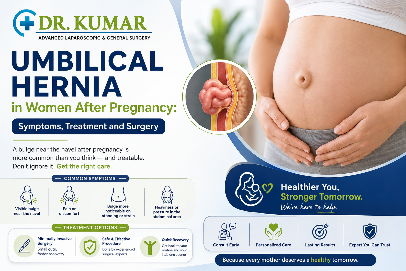 Umbilical Hernia in Women After Pregnancy: Symptoms, Treatment and Surgery
